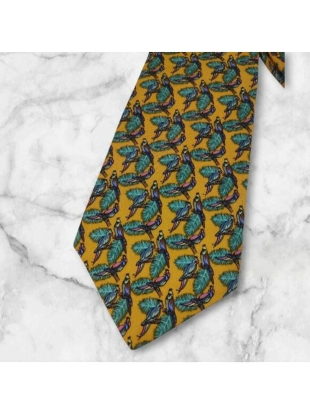 Liberty of London Yellow Parakeet Silk Tie